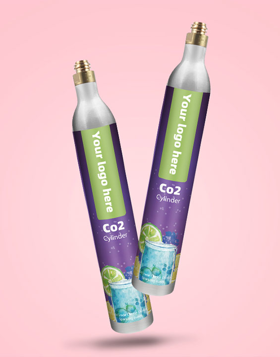 TPED Certified Food Grade Soda Beverage 425g co2 cylinder 0.6L Co2 Aluminum Bottle Cylinder For Soda Maker