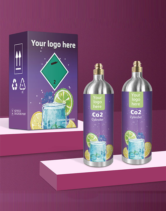 Wholesale 1L Aluminum Cylinder Food grade 750g Soda Water Co2 Refillable Cylinder