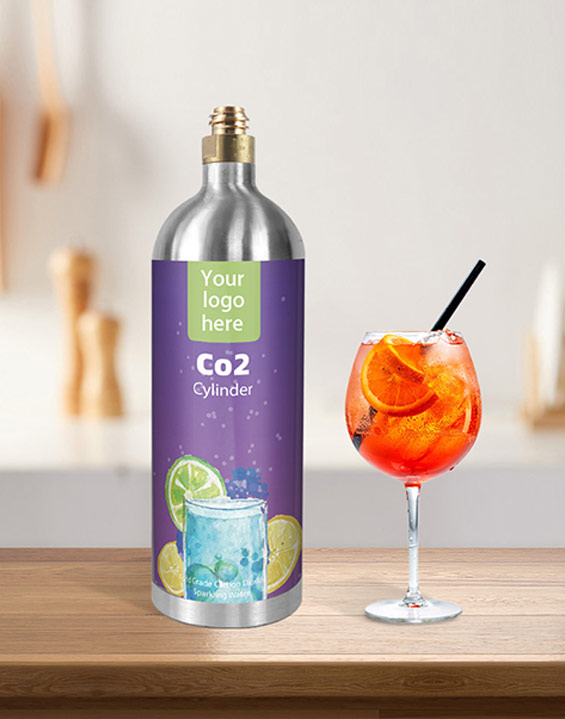 Wholesale 1L Aluminum Cylinder Food grade 750g Soda Water Co2 Refillable Cylinder