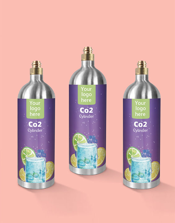 Wholesale 1L Aluminum Cylinder Food grade 750g Soda Water Co2 Refillable Cylinder